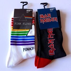 80s Rock Band Socks Women's Size 6-9.5 Black Set Of 2